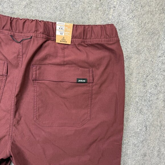 prAna Stretch Zion E-Waist Short II Men 2XL Maroon Red Hybrid Belted 10" Cargo - Picture 9 of 15